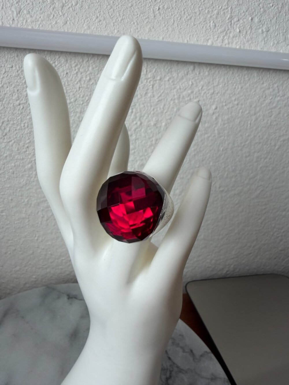 Huge Red / Deep Fuchsia Fun Statement Cocktail ring - 5.25